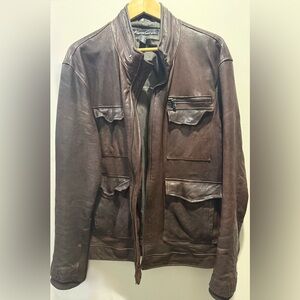 Kenneth Cole Men's Brown Leather Jacket